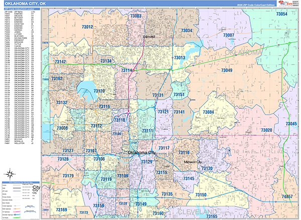 Oklahoma City Wall Map